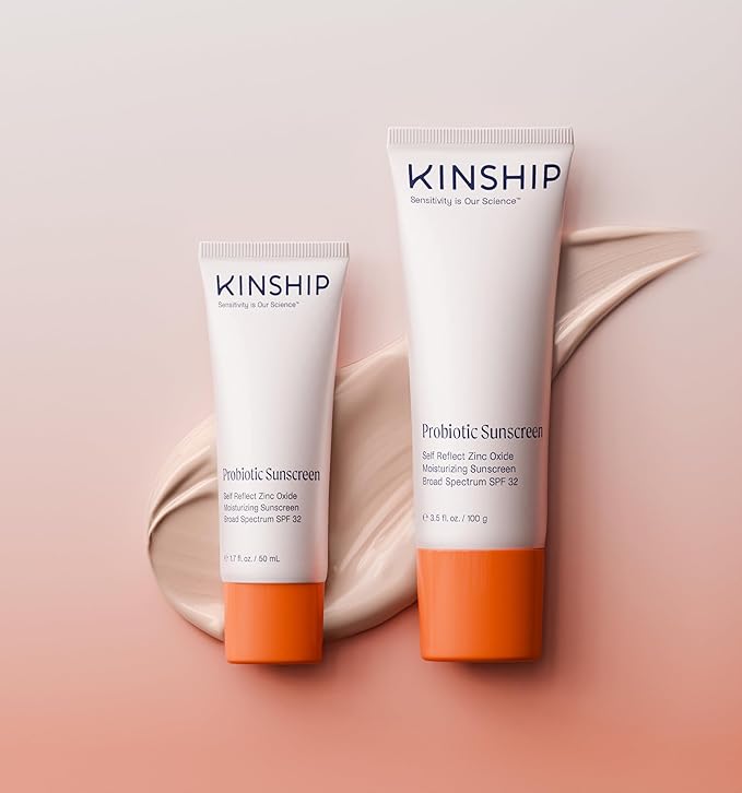 Kinship Zinc Oxide Mineral Sunscreen for Face Self Refelct SPF 32 | Vegan, Reef Safe, Non Toxic Eczema Sunscreen for Sensitive Skin | Sunblock Face Moisturizer with SPF (3.5 oz)