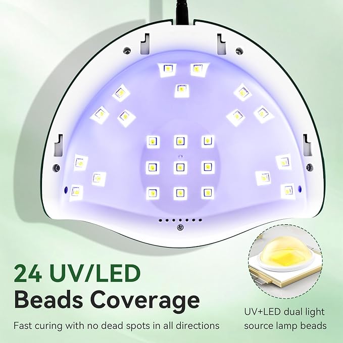 JODSONE U V Nail Lamp LED Gel Nail Dryer Gel Nail Lamp with Auto Sensor and 4 Timers Home Salon Use Nail Tools Green