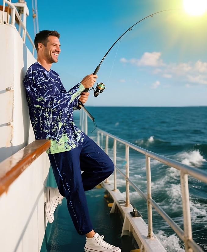 Men's Swim UPF 50+ Sun Protection Shirt Long Sleeve SPF Fishing Outdoor UV Hiking Lightweight Shirts