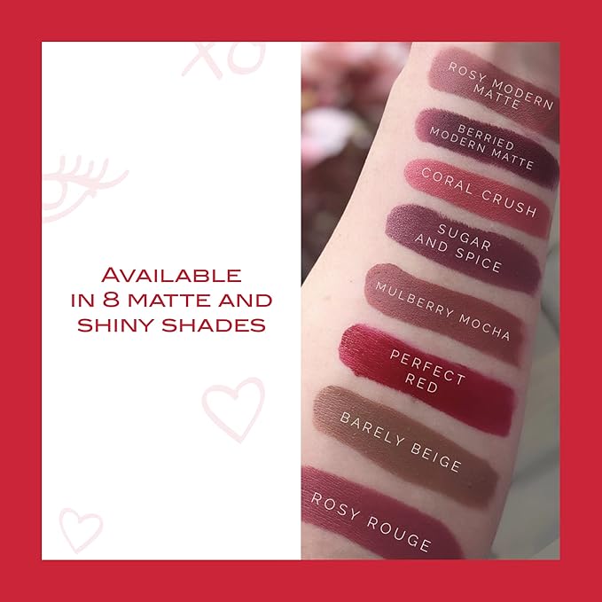 Mirabella Sealed with a Kiss Lipstick for Women - Smudge Proof Lip Stick, Long Lasting Satin Lipstick with No Bleed Hydrating Formula - Lanolin & Vitamin E Infused (Perfect Red)
