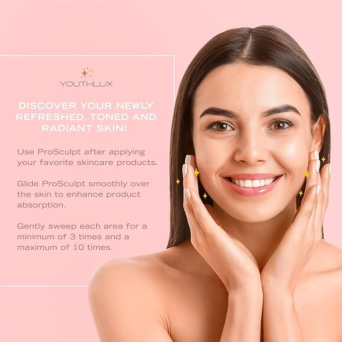 ProSculpt Heated Gua Sha Facial Massager – Electric Guasha Tool for Face Sculpting, Relaxation & Skincare | Soothing Vibration Facial Massage Tool with Contoured Design (Rose Gold)