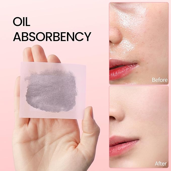 Erinde Oil Blotting Sheets for Face with Mirror and Puff, 300 Sheets Oil Blotting Paper for Oily Skin, Face Oil Absorbing Sheet, Natural Oil Control Film, Absorb Excess Oil, Makeup Friendly