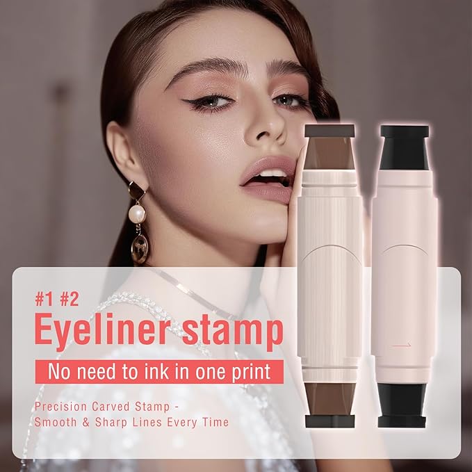 Eyeliner Stamp, Gel Eyeliner Set, Double-Ended Winged Stamp Set, Foldable Smudge-Proof Waterproof Eyeliners Tool, for All Eye Beginners Eyeliners, Easily Draw Exquisite Makeup Look (Black)