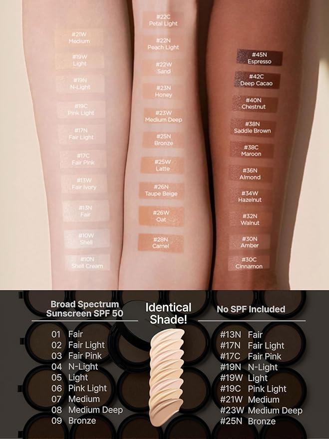 JUNG SAEM MOOL Essential Skin Nuder Cushion 40N Chestnut 0.49 Fl Oz, No Refill, Natural Radiant Finish Cushion Foundation with Buildable Coverage, Lightweight Texture, Korean Foundation Makeup