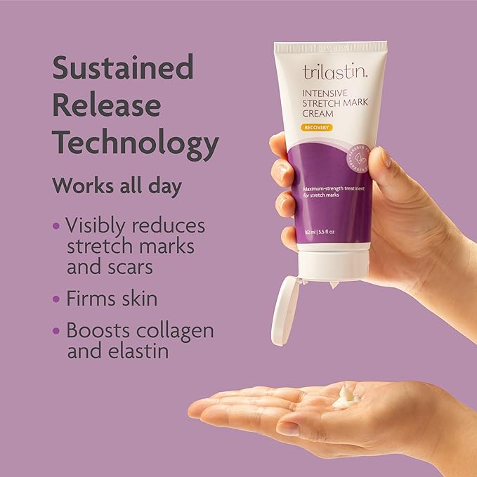 TriLASTIN Stretch Mark Cream for Pregnancy - 5.5 oz Jar & 3 Oz Hydro-Thermal Accelerator Serum Bundle - Hyaluronic Acid Moisturizing Cream for Stretch Mark Prevention - Maternity Skin Care Essential