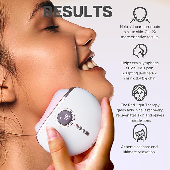 Alpenglow Electric Gua Sha Device, Rose Quartz Gua Sha Facial Tools with Heat and Vibration, Gua Sha Face Massager for Lymphatic Drainage, Lift, Puffiness, Rejuvenation Natural Glow (White)
