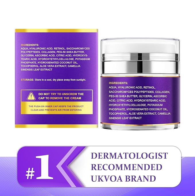 Retinol Neck & Face Wrinkle Cream for Women, Neck Cream for Tightening and Firming, Anti Aging Skin Care with Collagen & Hyaluronic Acid, Instant Face Lift Cream 2-Pack