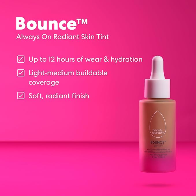 Beautyblender 12-Hour Always on Radiant Skin Tint, Breathable Serum Foundation Stays Put for All Day Long Wear, Infused with Hyaluronic Acid & Niacinamide, Medium 5