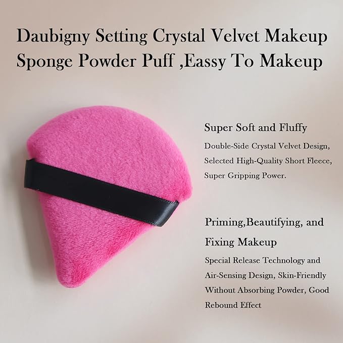 Powder Puff Daubigny 6 PCS Powder Puffs Makeup Puff Face Soft Triangle Powder Puff for Loose Powder Mineral Powder Body Velour Cosmetic Foundation Sponges Blender Beauty Makeup Tools(Rose Red Black)