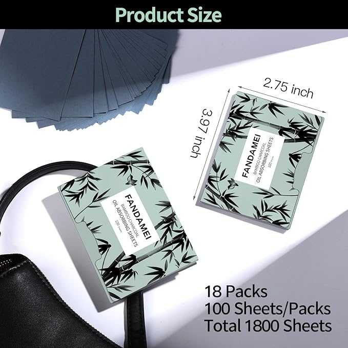 FANDAMEI 1800 Counts Oil Blotting Sheets For Face, Oil Blotting Papers For Face, Blotting Paper for Oily Skin, Oil Absorbing Sheets, Oil Control Film, Oil Absorbing Tissues