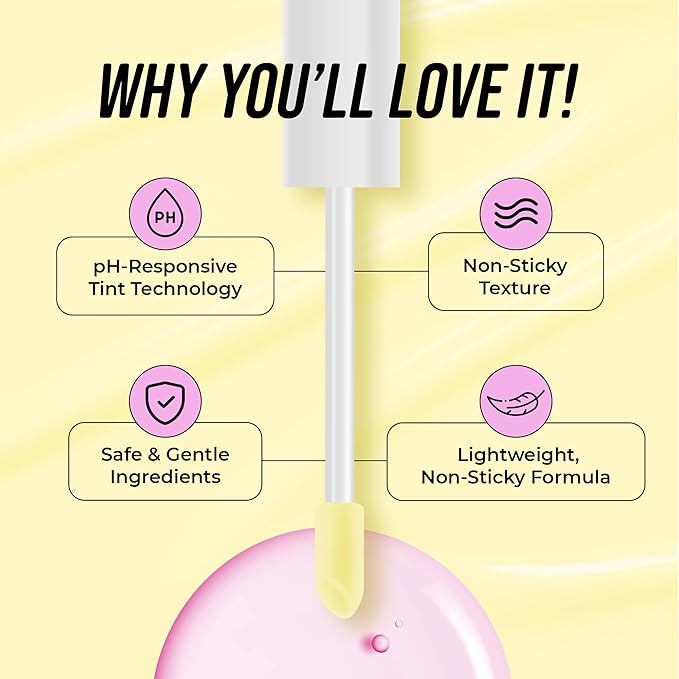 The Beauty Spy Yuli Color Changing Lip Oil - Korean Fruit Lip Gloss - pH-Reactive Formula with Argan Oil, Squalane, Shea Butter - Hydrate & Soften Lips, Glass Shine Effect (Yuzu)
