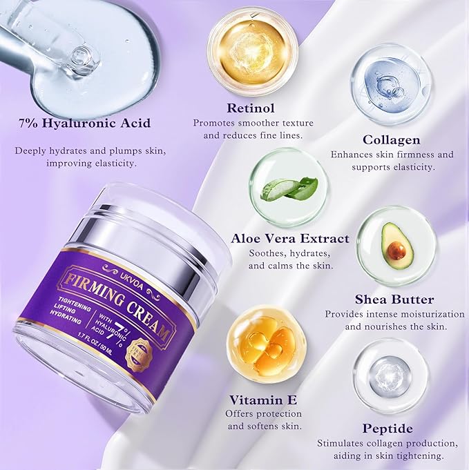 Retinol Neck & Face Wrinkle Cream for Women, Neck Cream for Tightening and Firming, Anti Aging Skin Care with Collagen & Hyaluronic Acid, Instant Face Lift Cream 1.7 Fl Oz
