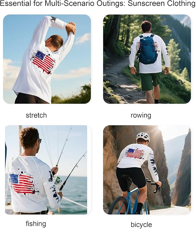 Men's Swim UPF 50+ Sun Protection Shirt Long Sleeve SPF Fishing Outdoor UV Hiking Lightweight Shirts