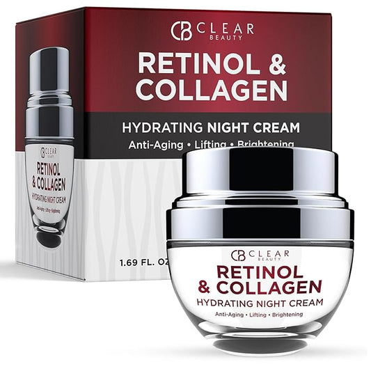 Retinol & Collagen Night Face Moisturizer - Dermatologist Tested, Moisturizes, Reduces Wrinkles & Fine Lines, Hydrating Cream, Cruelty-Free Korean Skin Care, All Skin Types - 1.69 oz