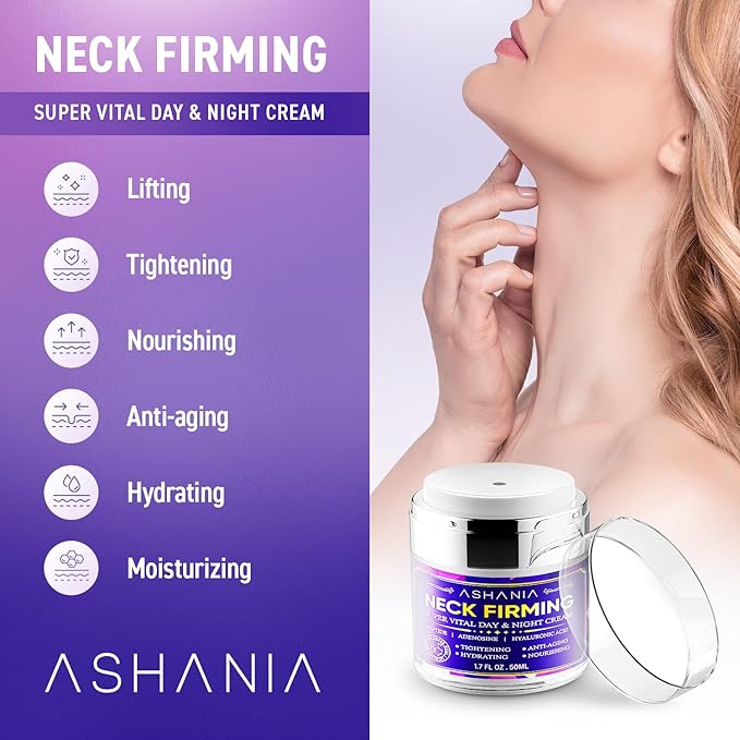 Korean Neck Firming Cream 1.7 fl oz – Peptide & Adenosine Tightening Cream with Hyaluronic Acid – Made in Korea – For Deep Neck Wrinkles, Loose Skin & Neckline Care