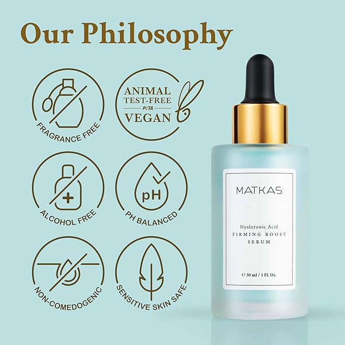 MATKAS Korean Firming Boost Hyaluronic Acid Serum 1 Fl. Oz. - Niacinamide and Hyaluronic Acid Serum for Face Korean Skin Care for Anti Aging, Hydrating Face Moisturizer for Dry Sensitive Skin