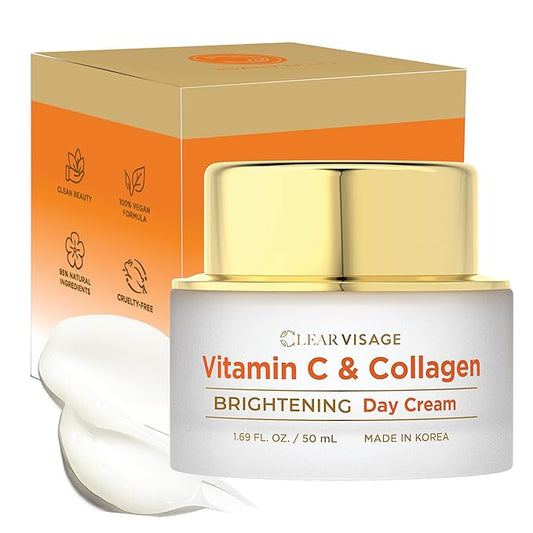 Vitamin C Moisturizer For Face - Dermatologist Tested, with Collagen - Anti-Aging Face Cream, Ultra Hydrating, Brightning, Fine Lines & Wrinkles Treatment - Clean Beauty, Korean Skin Care