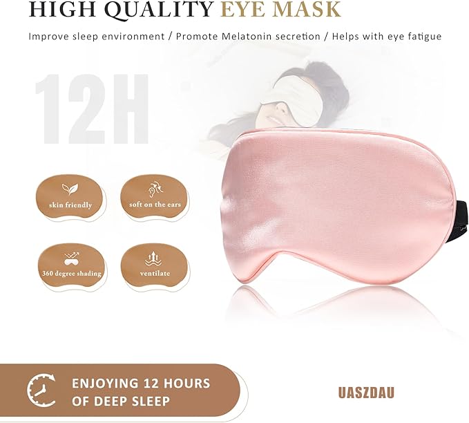Uaszdau Sleep Mask Silk Eye Mask for Sleeping, Super Soft Blackout Eye Mask for Women Men, Side Sleeper Eye Covers for Sleeping with Adjustable Straps, Travel Eye Mask, 3 Pack, Black-purple-navy