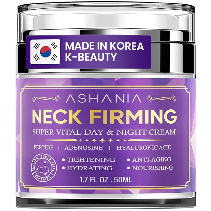 Korean Neck Firming Cream 1.7 fl oz – Peptide & Adenosine Tightening Cream with Hyaluronic Acid – Made in Korea – For Deep Neck Wrinkles, Loose Skin & Neckline Care