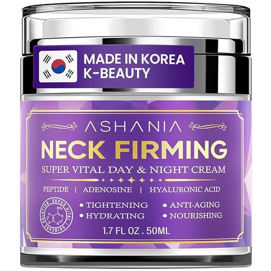 Korean Neck Firming Cream 1.7 fl oz – Peptide & Adenosine Tightening Cream with Hyaluronic Acid – Made in Korea – For Deep Neck Wrinkles, Loose Skin & Neckline Care