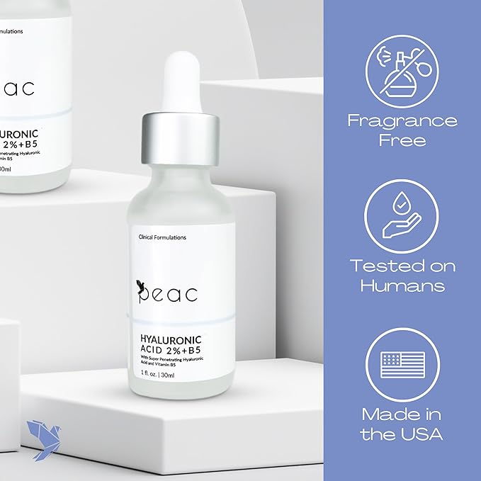 Hyaluronic Acid 2% + B5 Serum 30ml/1oz – USA Made - All Skin Types - Hyaluronic Acid for Face – Hydrating, Plumping & Lightweight – Fragrance Free Skincare – Moisturizing Face Serum for Women