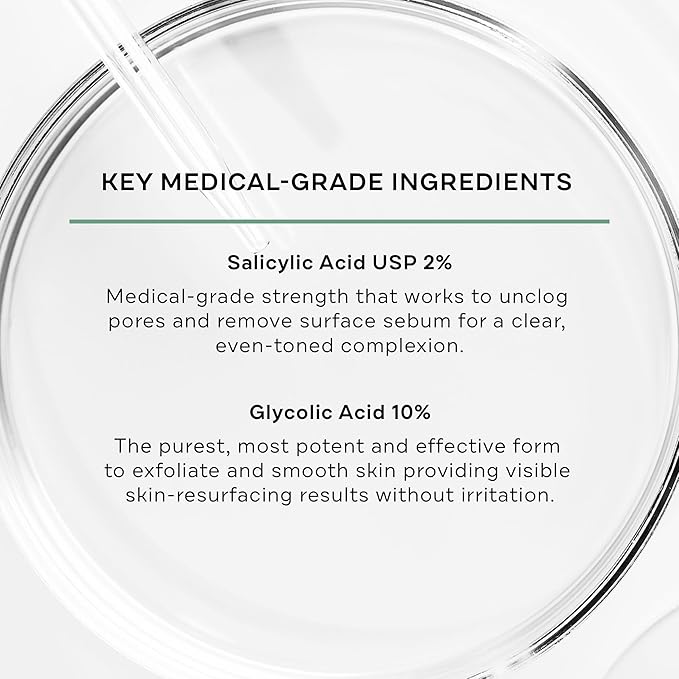 Replenix Gly-Sal Clarifying Acne Pads, 60 Count, Medical-Grade Glycolic Acid & 2% Salicylic Acid Exfoliating Pads for Acne-Prone Skin, Help Clear Blemishes & Refine Pores, Non-Oily