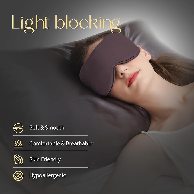 ZIMASILK Adjustable 100% 22 Momme Mulberry Silk Sleep Mask for Sleeping, Filled with Premium Mulberry Silk, Softest & Breathable Eye Sleeping Mask (Plum Wine)