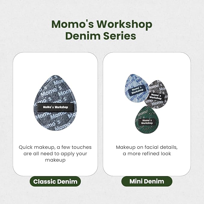 Mini Denim Makeup Sponge Set, Multi-Use Blenders Sponge for Liquid/Cream/Concealer/Blush/Highlighter, Perfect for Detail Work & Travel,Beginer-Friendly & Reusable,5PCS with Storage Csse