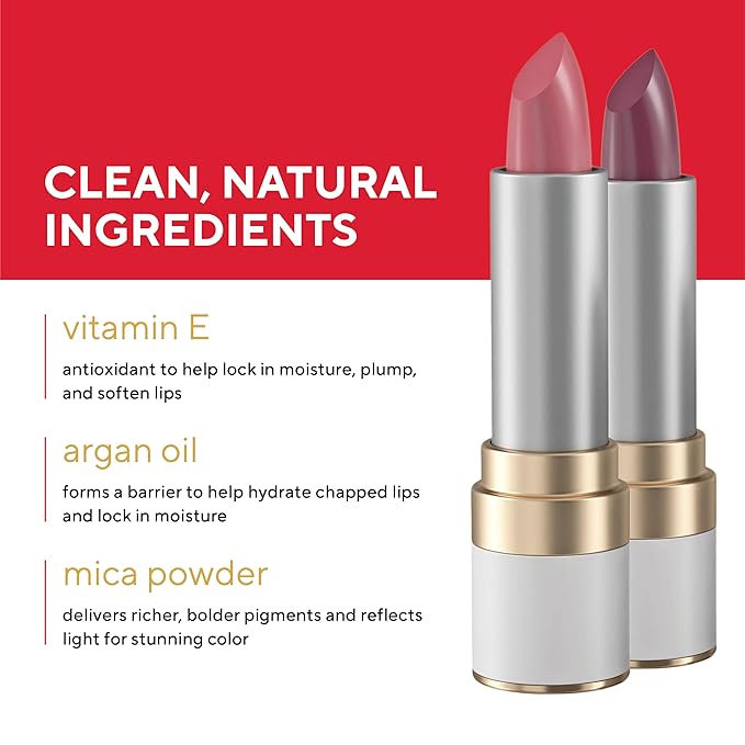 Mirabella Sealed with a Kiss Full Coverage Moisturizing Lipstick, Richly Pigmented, Ultra Creamy, Hydrating and Mineral-Based Lip Color with Vitamin E, Rosy Modern Matte