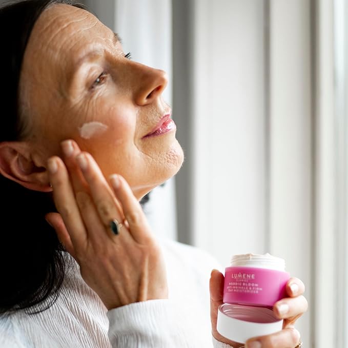 Lumene Nordic Bloom [Lumo] Anti-Wrinkle & Firm Day Moisturizer - Anti Aging Cream for Visibly Firm, Radiant & Smooth Skin - Formulated with Pre-Retinol Complex + Lingonberry Extract (1.7 oz)