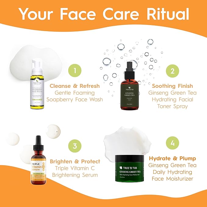 Tree To Tub Illuminating Vitamin C Serum - Triple Vitamin C Hydrating Serum for Face, Hyaluronic Acid - Maximum Anti-Aging Power Glow - Antioxidant for Dry, Sensitive Skin