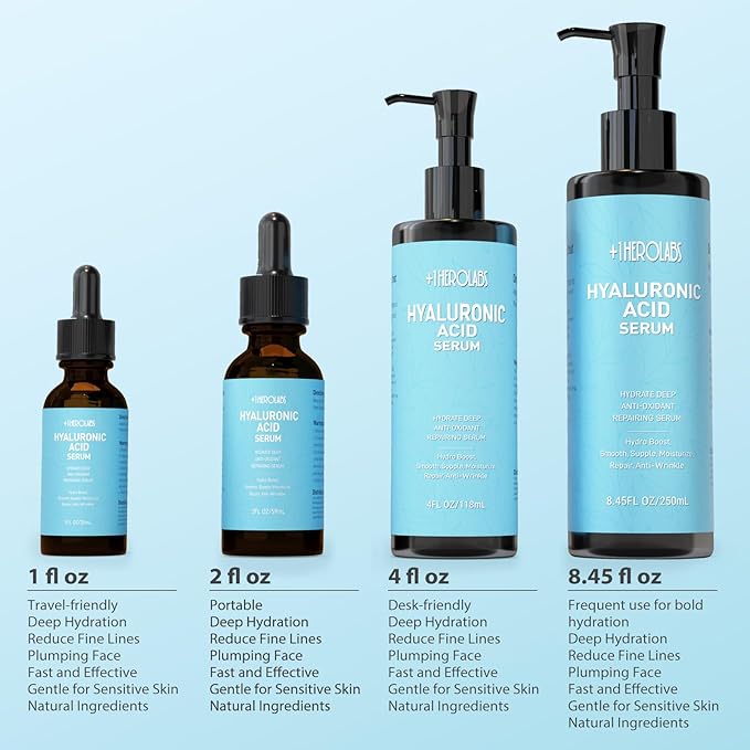 Hyaluronic Acid Serum for Face with Vitamin B5, C, E & Niacinamide, Hydrating & Plumping Face Serum for Sensitive Skin, Fragrance-Free 1 Fl Oz