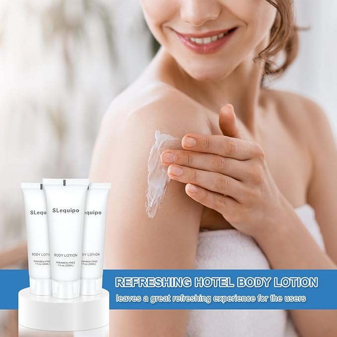 Travel Size Body Lotion Bulk (1 fl oz, 30 Pack), Refreshing Hotel Body Lotion, Mini and Small Size Body Lotion, Guest Hotel Toiletries in Bulk - Mini Body Lotion, Clear Container