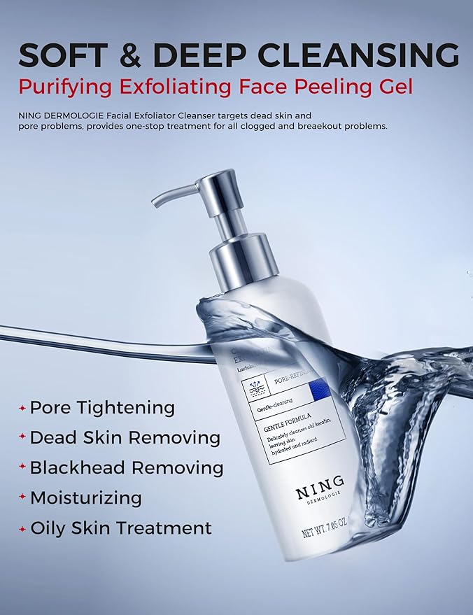 Exfoliating Face Wash: Gentle Face Exfoliator Gel with PHA & AHA, Niacinamide - Facial Scrub Peeling Cleanser Purifying Skin Blackhead Pore Refining Deep Cleansing Moisturizing |7.05OZ
