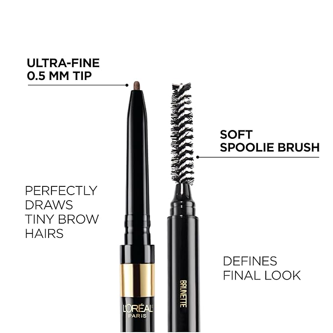 L'Oreal Paris Makeup Brow Stylist Definer Waterproof Eyebrow Pencil, Ultra-Fine Mechanical Pencil, Draws Tiny Brow Hairs and Fills in Sparse Areas and Gaps, Light Brunette, 0.003 Ounce (Pack of 2)