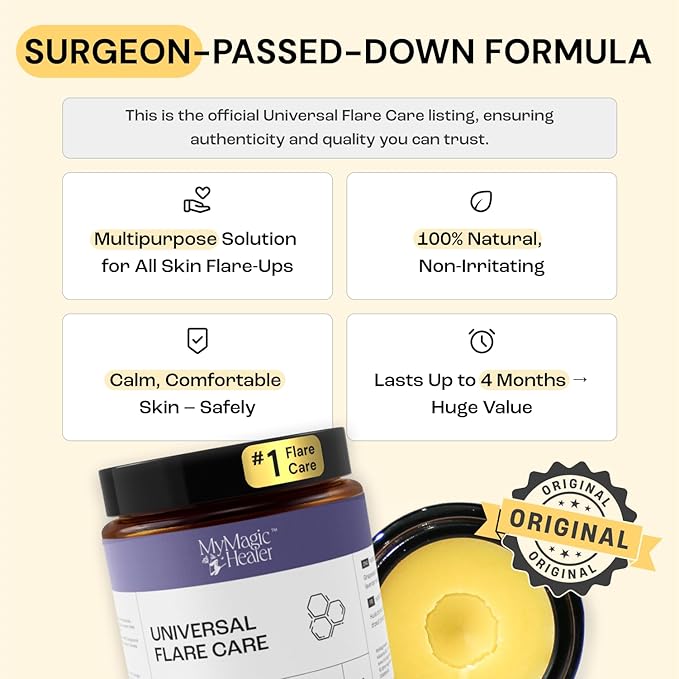 Universal Flare Care | Drawing Salve for HS, Boils, Cysts, Hemorrhoids, Pilonidal Cyst, Abscess | Anti-Chafing, Wound Care, Relief for Itching Skin w/Propolis & Egg Yolk Extract 4 oz