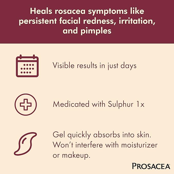Prosacea - Medicated Rosacea Treatment for Face - Heals Rosacea Symptoms of Redness, Pimples and Irritation - Fragrance Free - 0.75 oz