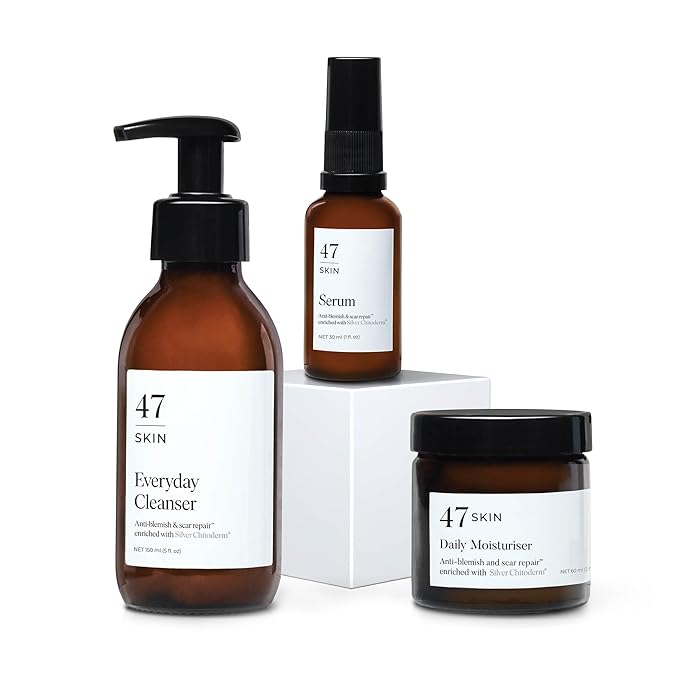 | Daily Maintenance Skin Care Kit Bundle | Featuring Daily Moisturiser, Anti Blemish Serum and Everyday Cleanser | Contains Silver Chitoderm | Hydrating, Suitable for all Skin Types