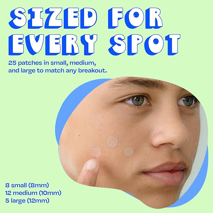 The Pimple Patches for Face Acne, Clear Hydrocolloid Patches with Salicylic Acid, Skin Care for Kids & Teens, Korean Skin Care, 3-Pack (25 Small, Medium & Large Spot Treatments per Pack)