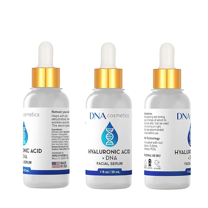 PDRN Hyaluronic Acid Serum with DNA Repair Enzymes – Anti-Aging, Hydrating & Brightening, Wrinkles, Dark Spots & Youthful Skin HA Acido Hialuronico – 1 fl oz