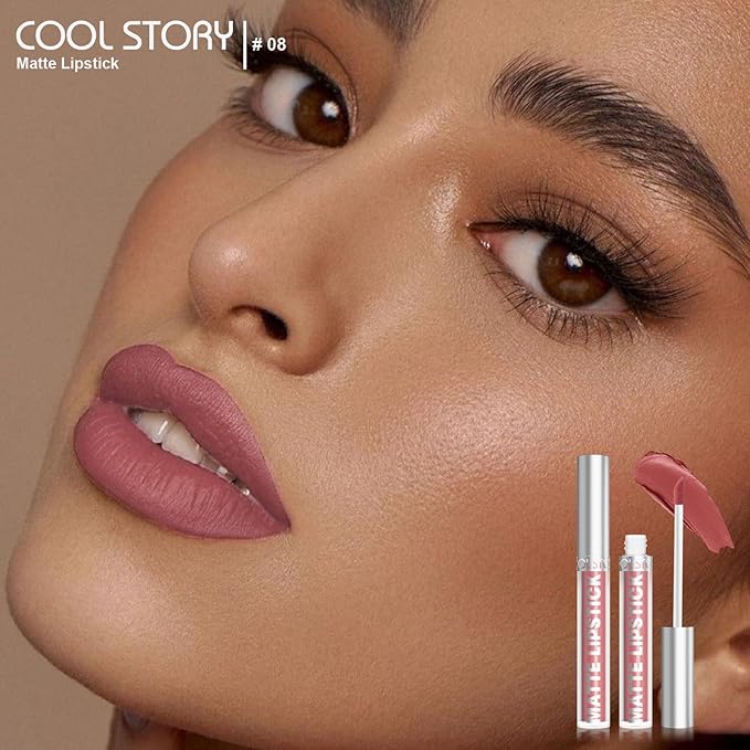 Matte Lip Gloss Stain Color Tint Long-Lasting Waterproof Formula (08)
