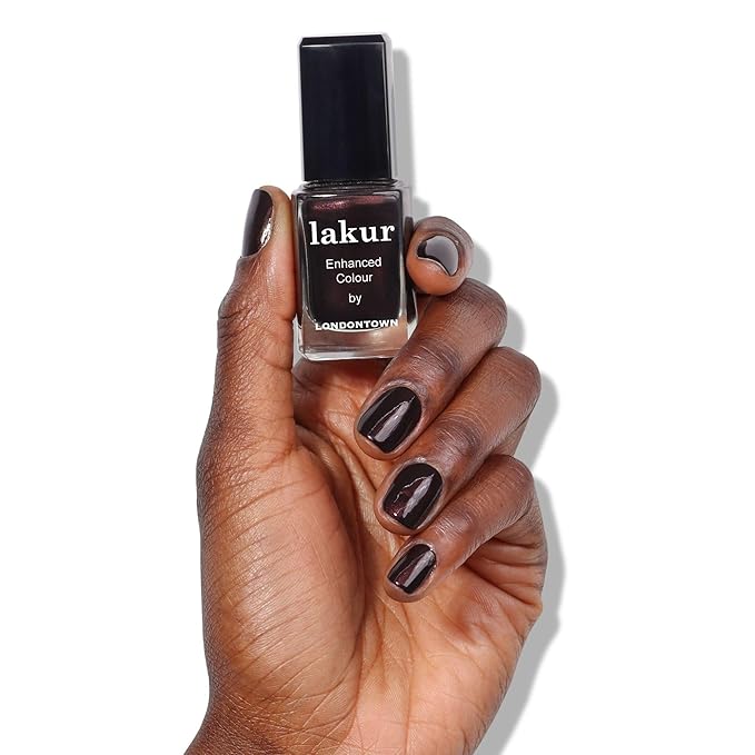 LONDONTOWN lakur Nail Polish - Chip-Resistant, Non-Toxic, Conditions & Hydrates Nails | Shimmery Pinot Noir Purple, Spilled Wine, .40 fl oz