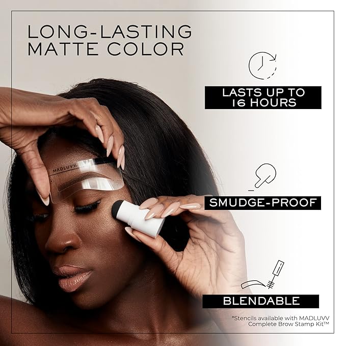 MADLUVV Brow Stamp Refill* - Color Stamp for Brows & Root Touch Up for Women & Men, Instantly Conceal Hair Loss, Grey Hair, Thinning Hair with Stain-Proof/Smudge-Proof Powder Formula (Nearly Black)