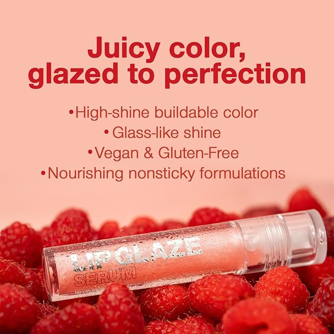Palladio Lip Glaze Serum, Hydrating Lip Gloss with Peptides & Hyaluronic Acid for Plump, Smooth, and Nourished Lips – Vegan, High-Shine, Non-Sticky Finish (Berry Spritz)