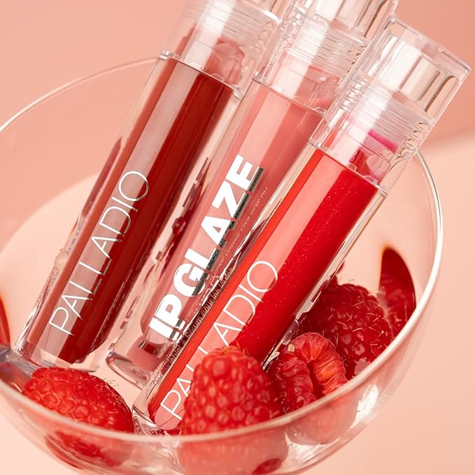 Palladio Lip Glaze Serum, Hydrating Lip Gloss with Peptides & Hyaluronic Acid for Plump, Smooth, and Nourished Lips – Vegan, High-Shine, Non-Sticky Finish (Blush Brulee)