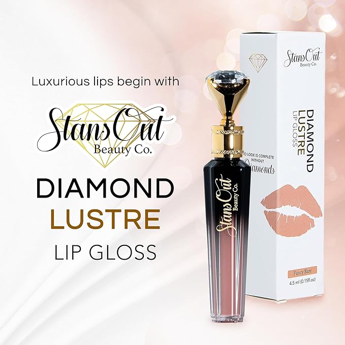 StansOut Beauty Diamond Lustre Fancy Light Hydrating Lip Gloss | Cute Nude Moisturizing Butter-Smooth Colors | Shades for Naturally Plump & Pout, Sparkling clear finishes & Glossy Choices.