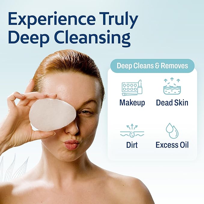 HartFelt [10 Pack] Regular Exfoliating Facial Sponge for Face - Daily Cleansing Face Scrubber - Buf Dirt Away with Puf Styled Reusable Face Pads for Removing Makeup, Dirt, and Dead Skin - Made in USA