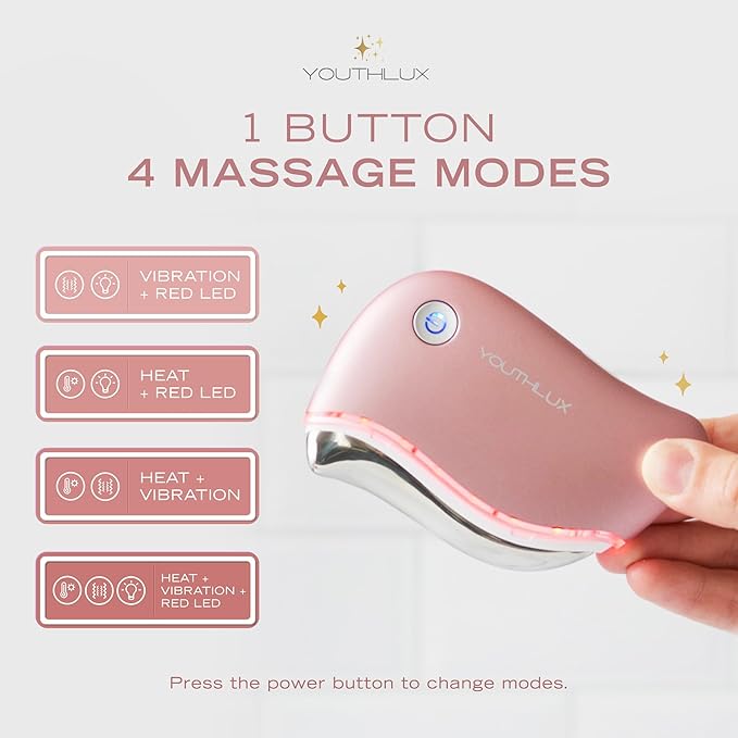 ProSculpt Heated Gua Sha Facial Massager – Electric Guasha Tool for Face Sculpting, Relaxation & Skincare | Soothing Vibration Facial Massage Tool with Contoured Design (Rose Gold)