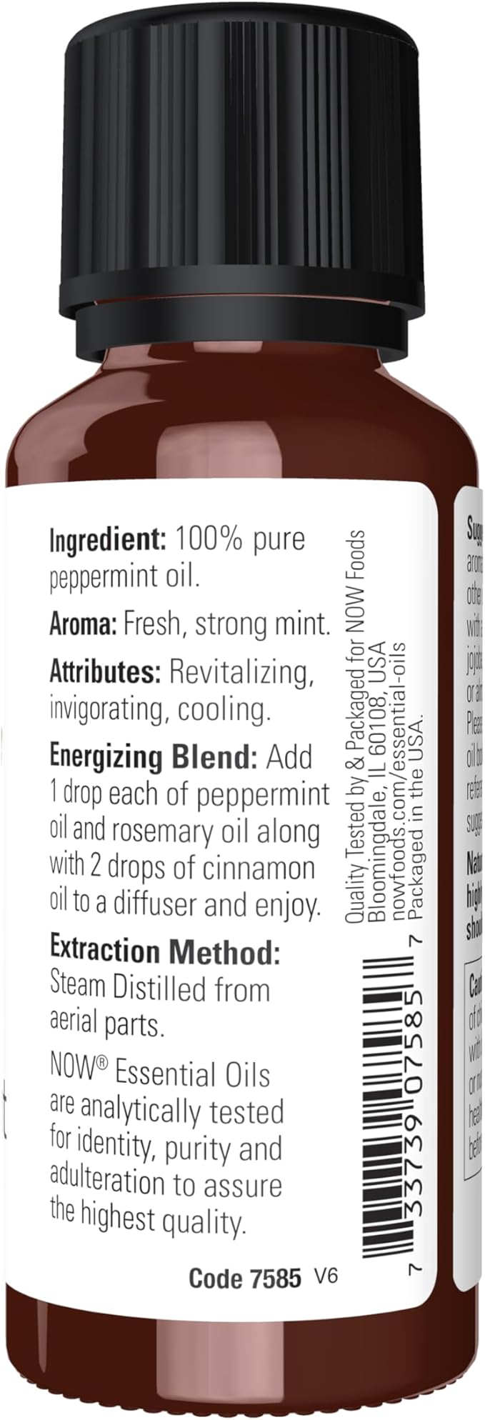 NOW Essential Oils, Peppermint Oil, Invigorating Aromatherapy Scent, Steam Distilled, 100% Pure, Vegan, Child Resistant Cap, 1-Ounce
