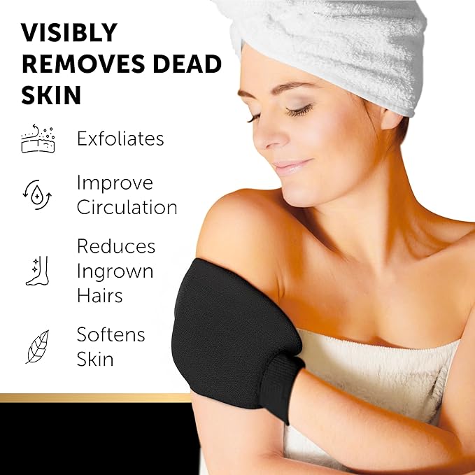 VALITIC 2 Pack Kojic Acid Vitamin C & Retinol Soap Bars for Dark Spot & A Pair Of Black Exfoliating Gloves for Body Scrubs